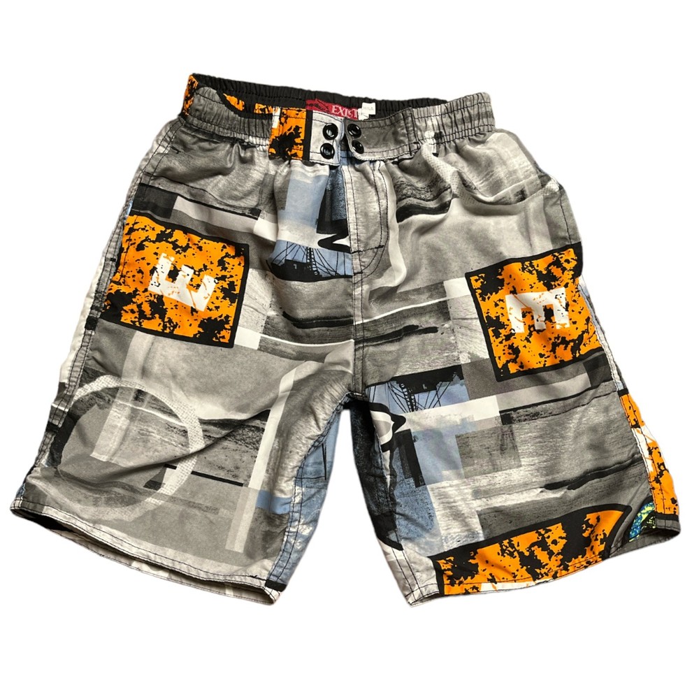 Exist Kids Swim Trunks Youth Small Boys Swimwear Pool Shorts Grey Orange Beach